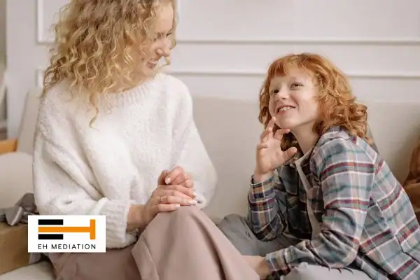 Happy mother and child after sorting child arrangements mediation East Sussex