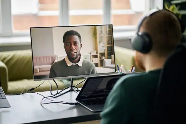 Man attending online mediation East Sussex MIAMS session